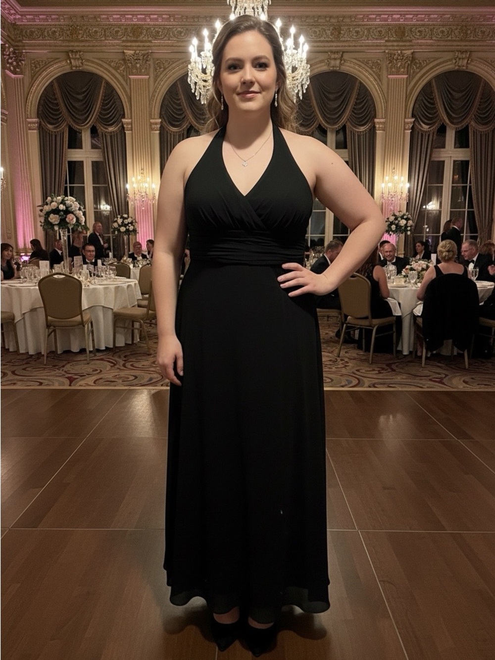 Azazie Black Halter Maxi Dress